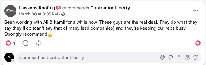 Client testimonial screenshot 1